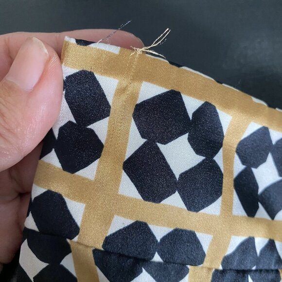 Zara Satin Wide Leg Pant L Geo Tile Print Silky Flowy Ankle Crop Dressy Trouser - Picture 9 of 16